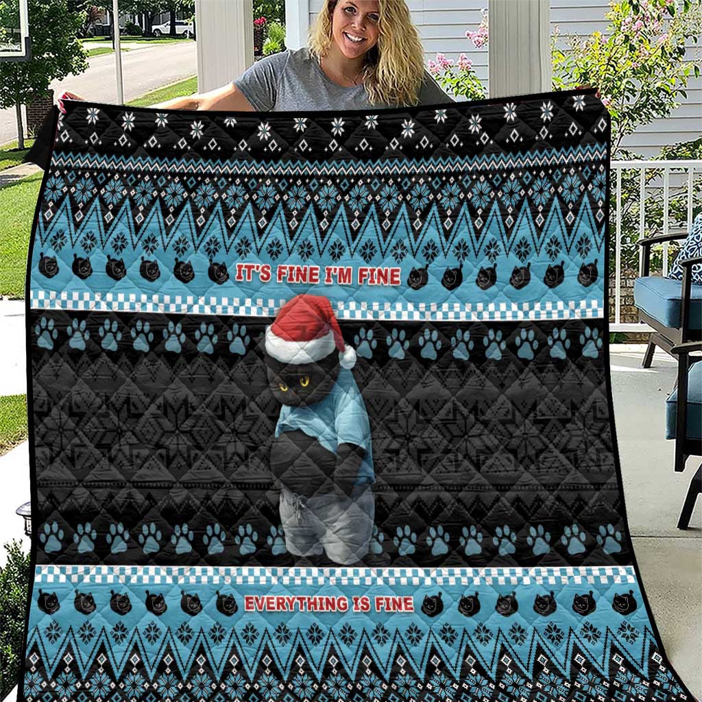Cat Christmas Quilt It’s Fine I’m Fine Everything Is Fine - Wonder Print Shop