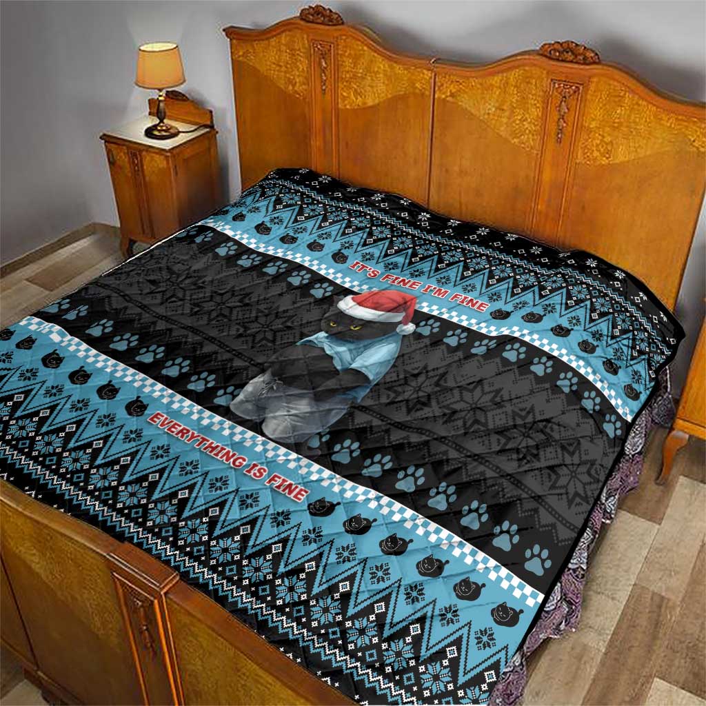 Cat Christmas Quilt It’s Fine I’m Fine Everything Is Fine - Wonder Print Shop
