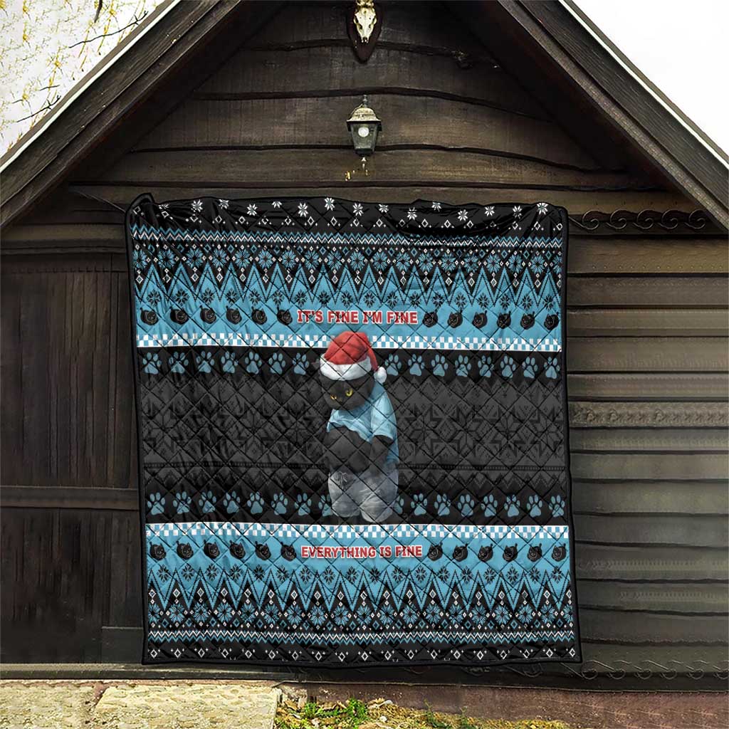 Cat Christmas Quilt It’s Fine I’m Fine Everything Is Fine - Wonder Print Shop