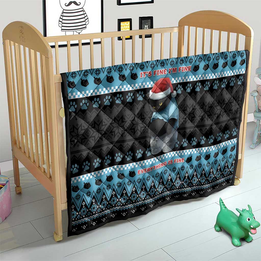 Cat Christmas Quilt It’s Fine I’m Fine Everything Is Fine - Wonder Print Shop