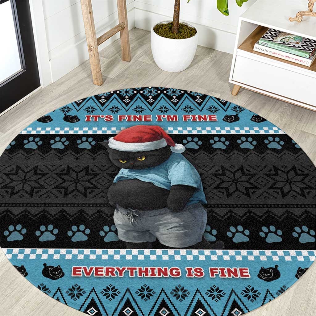 Cat Christmas Round Carpet It’s Fine I’m Fine Everything Is Fine - Wonder Print Shop
