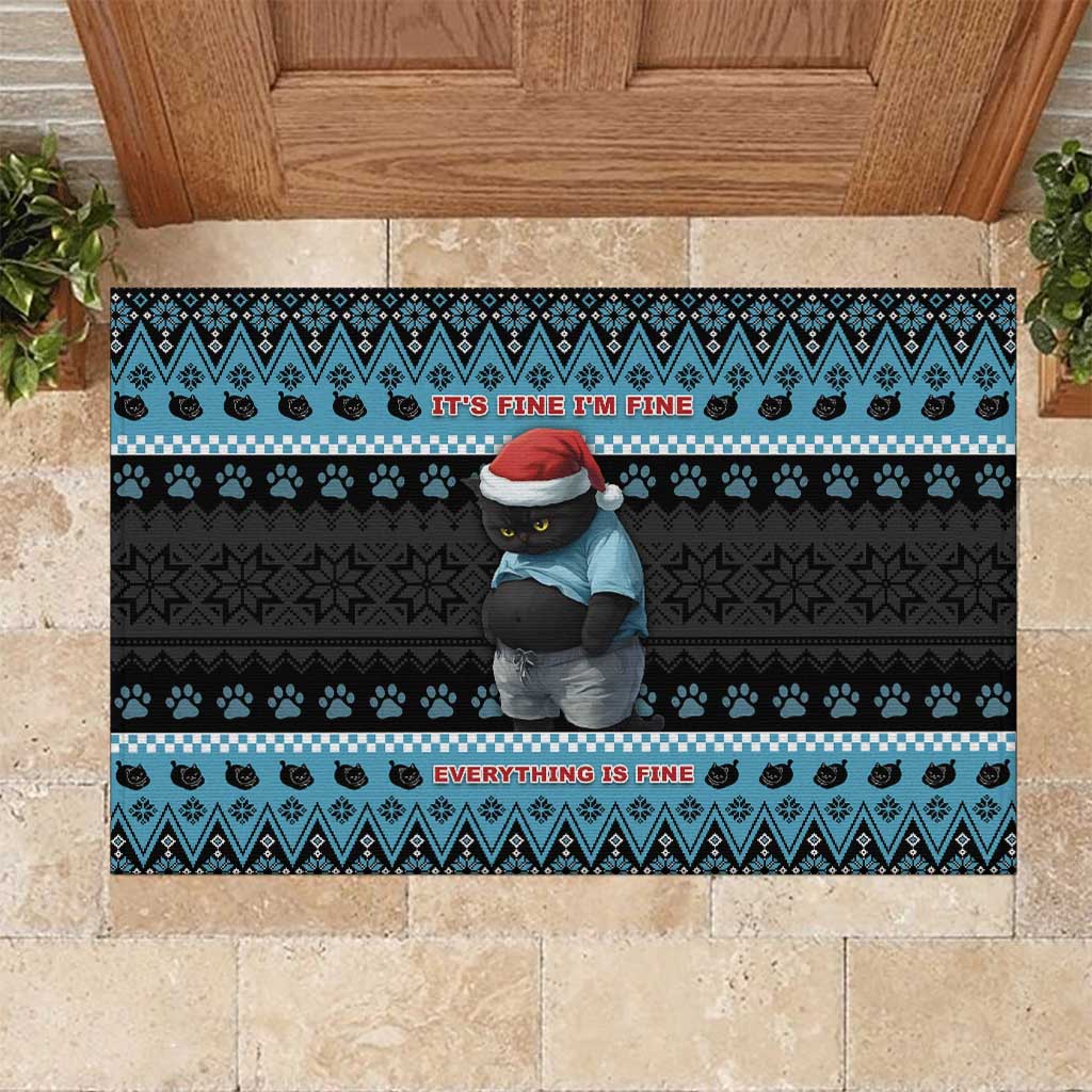 Cat Christmas Rubber Doormat It’s Fine I’m Fine Everything Is Fine - Wonder Print Shop