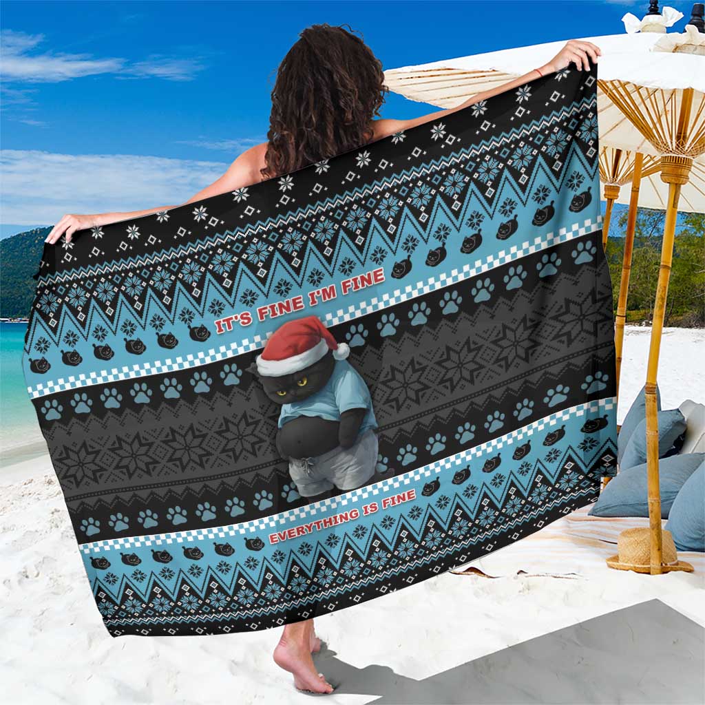 Cat Christmas Sarong It’s Fine I’m Fine Everything Is Fine - Wonder Print Shop