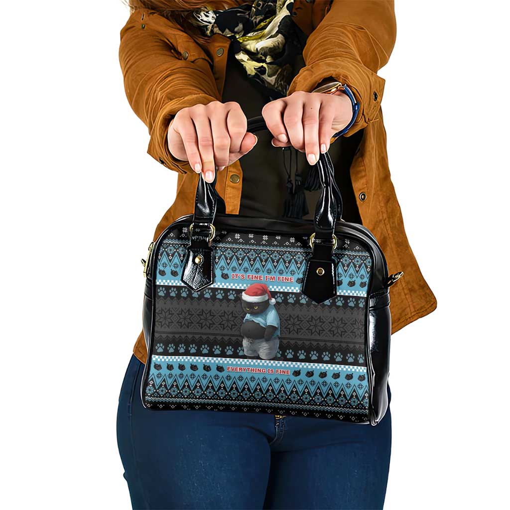 Cat Christmas Shoulder Handbag It’s Fine I’m Fine Everything Is Fine - Wonder Print Shop
