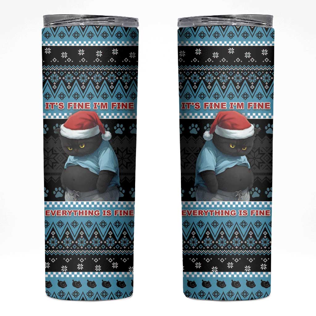 Cat Christmas Skinny Tumbler It’s Fine I’m Fine Everything Is Fine - Wonder Print Shop