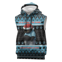 Cat Christmas Sleeveless Hoodie It’s Fine I’m Fine Everything Is Fine - Wonder Print Shop