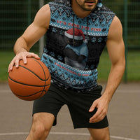 Cat Christmas Sleeveless Hoodie It’s Fine I’m Fine Everything Is Fine - Wonder Print Shop