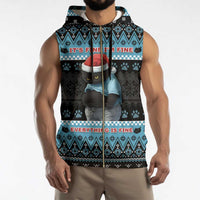 Cat Christmas Sleeveless Zip Hoodie It’s Fine I’m Fine Everything Is Fine - Wonder Print Shop