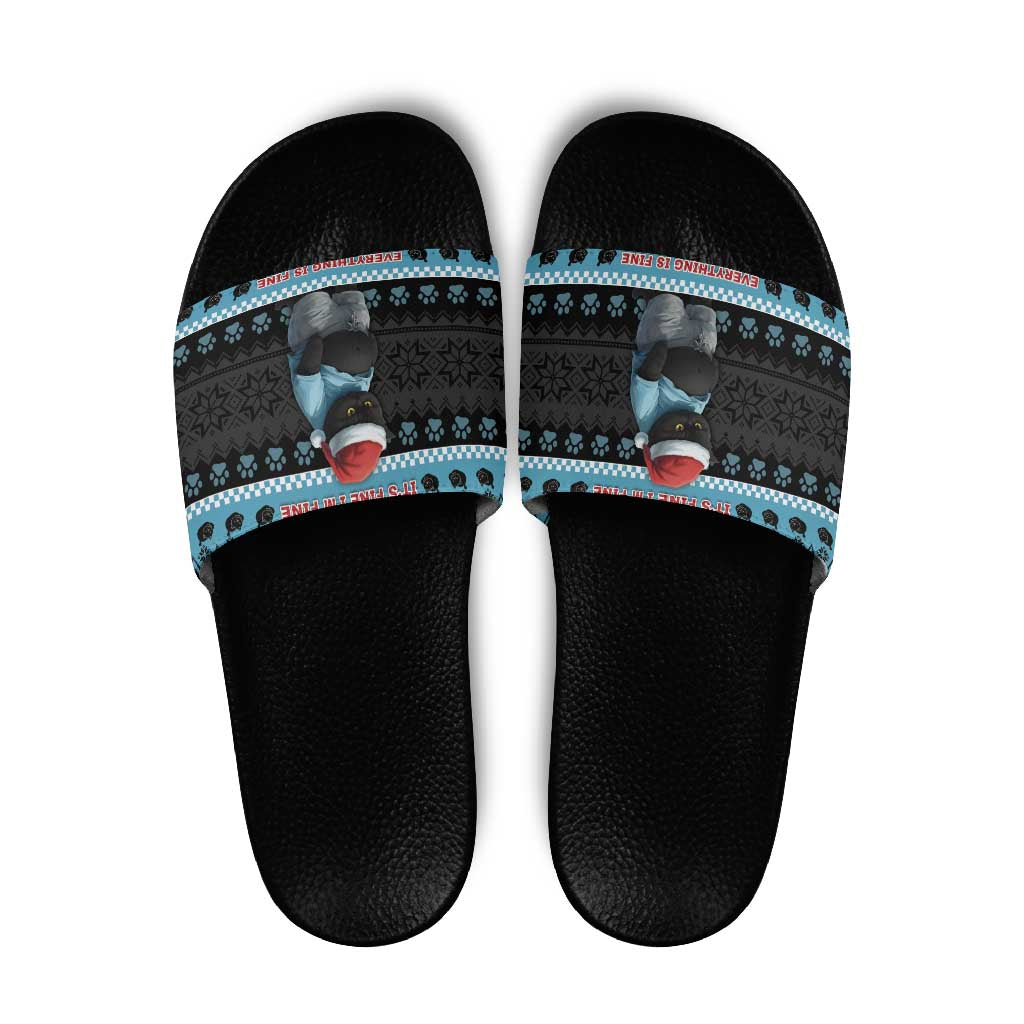 Cat Christmas Slide Sandals It’s Fine I’m Fine Everything Is Fine - Wonder Print Shop