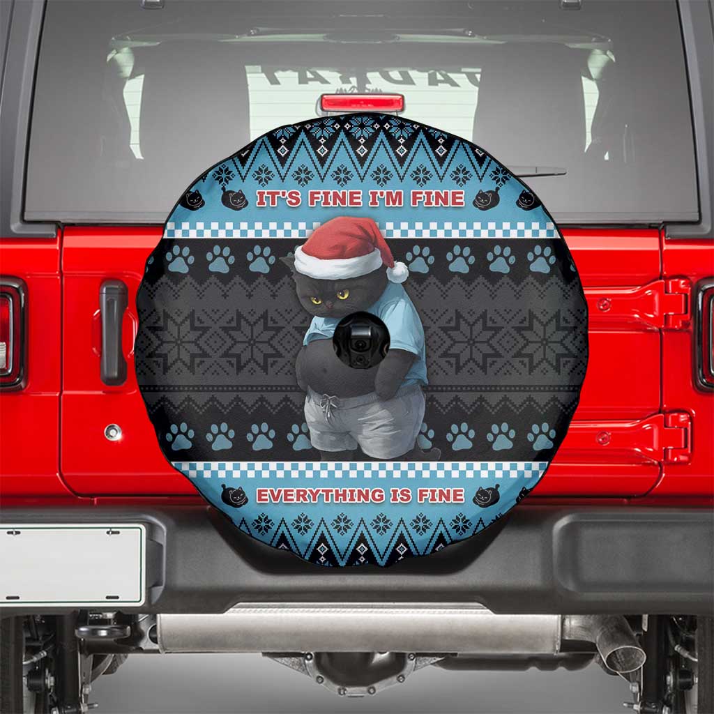 Cat Christmas Spare Tire Cover It’s Fine I’m Fine Everything Is Fine - Wonder Print Shop