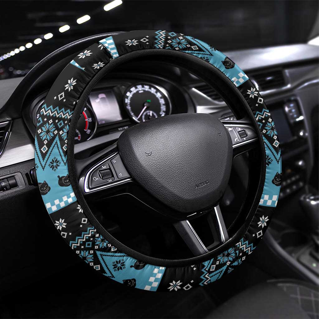 Cat Christmas Steering Wheel Cover It’s Fine I’m Fine Everything Is Fine - Wonder Print Shop
