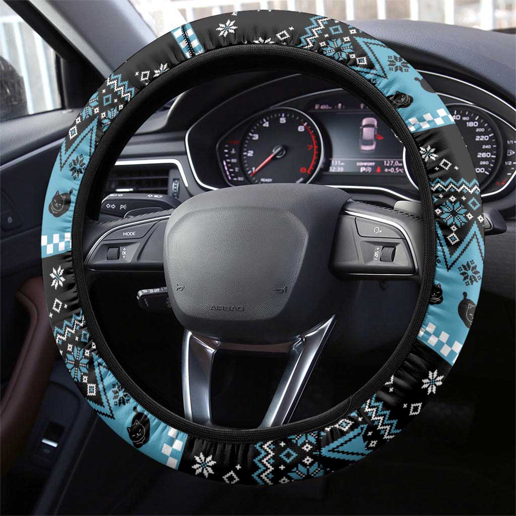 Cat Christmas Steering Wheel Cover It’s Fine I’m Fine Everything Is Fine - Wonder Print Shop
