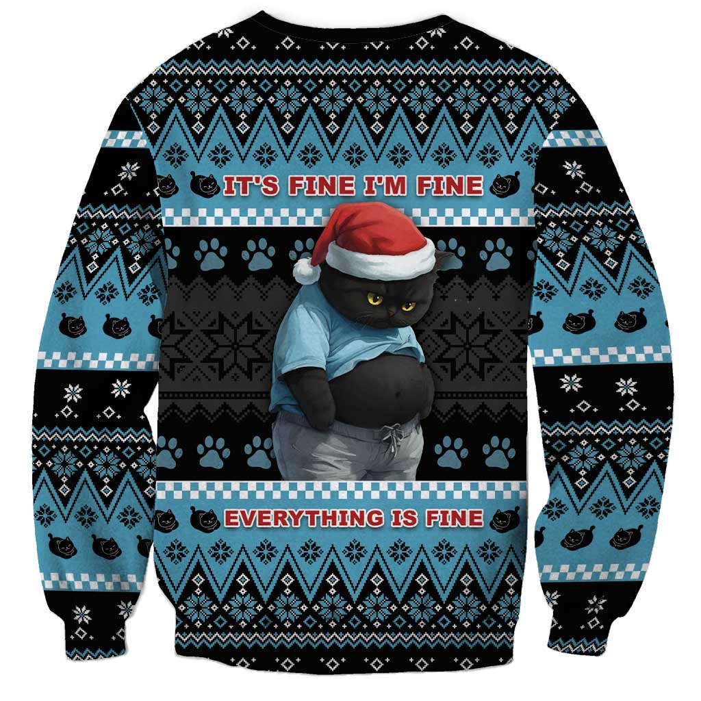Cat Christmas Sweatshirt It’s Fine I’m Fine Everything Is Fine - Wonder Print Shop