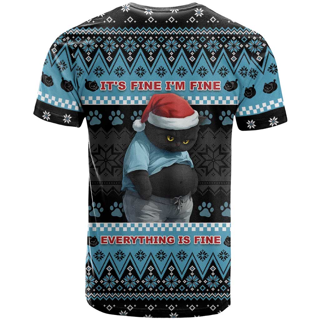 Cat Christmas T Shirt It’s Fine I’m Fine Everything Is Fine - Wonder Print Shop