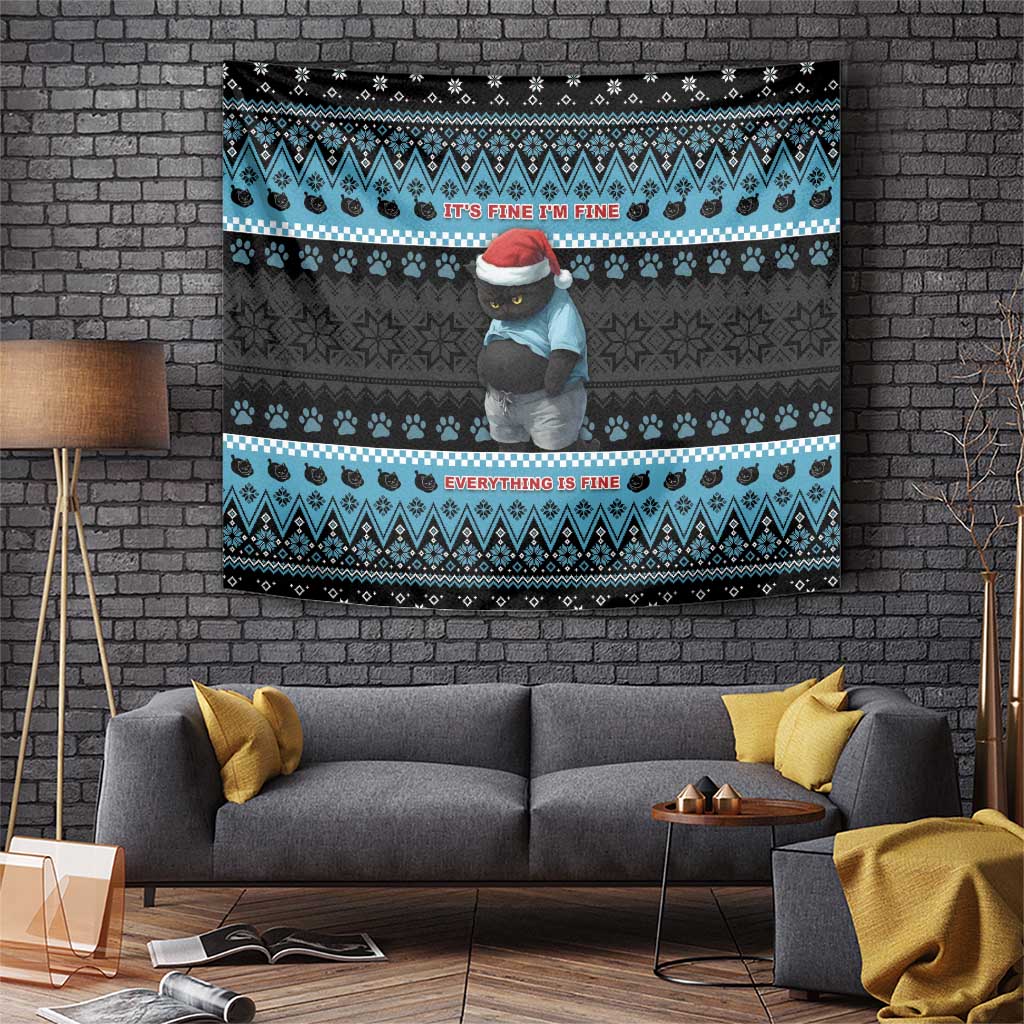 Cat Christmas Tapestry It’s Fine I’m Fine Everything Is Fine - Wonder Print Shop