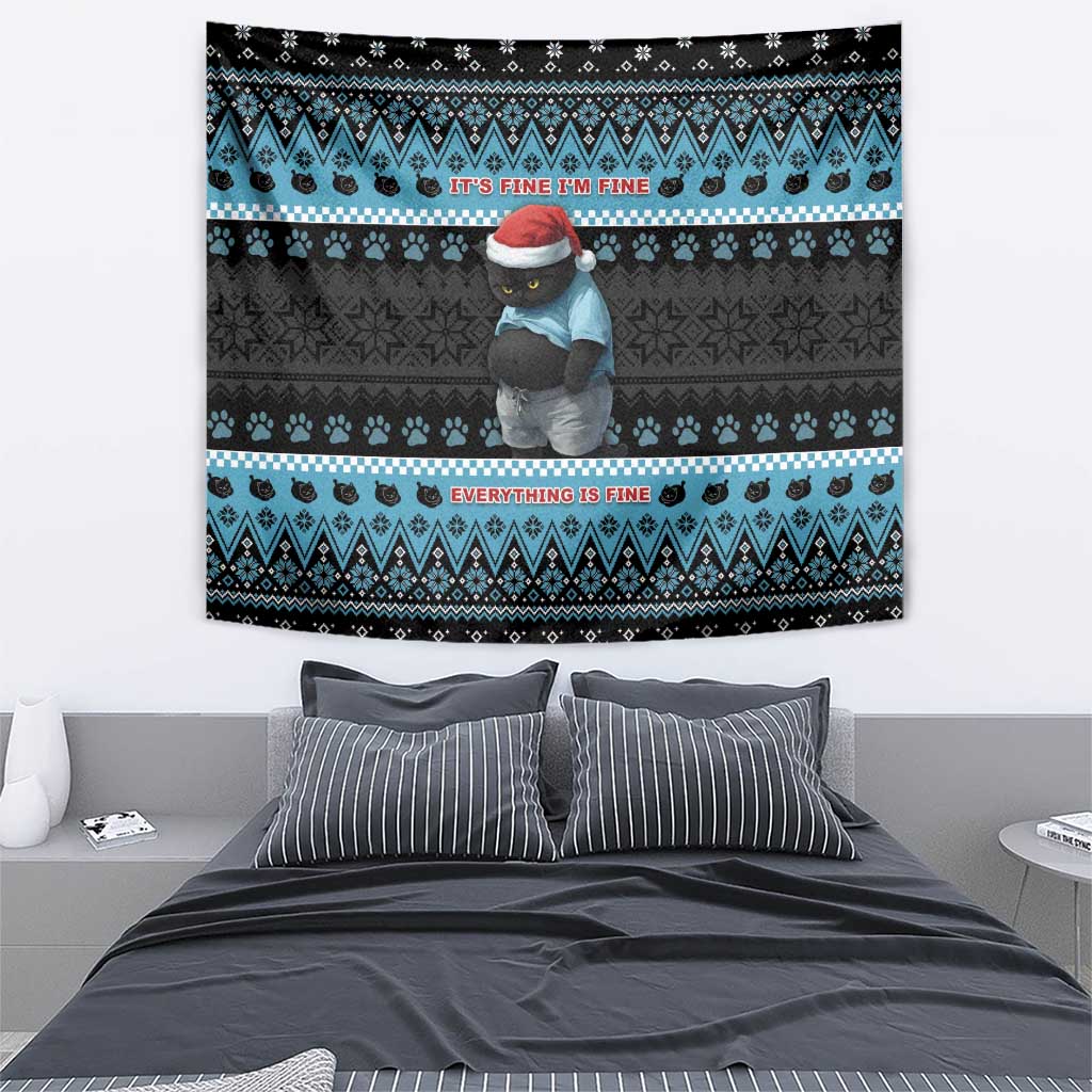 Cat Christmas Tapestry It’s Fine I’m Fine Everything Is Fine - Wonder Print Shop