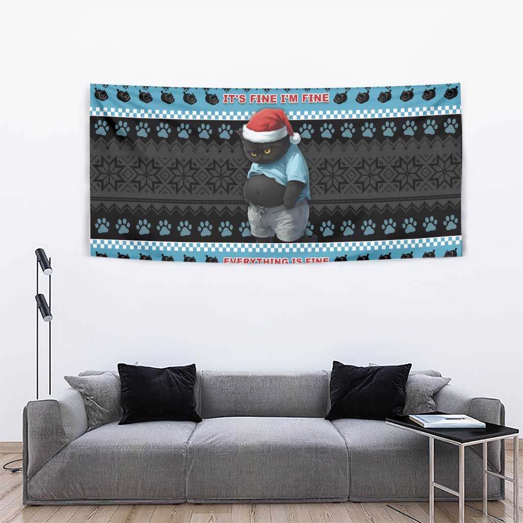 Cat Christmas Tapestry It’s Fine I’m Fine Everything Is Fine - Wonder Print Shop