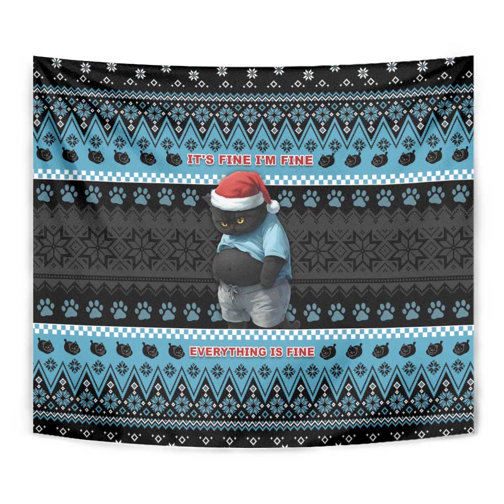 Cat Christmas Tapestry It’s Fine I’m Fine Everything Is Fine - Wonder Print Shop