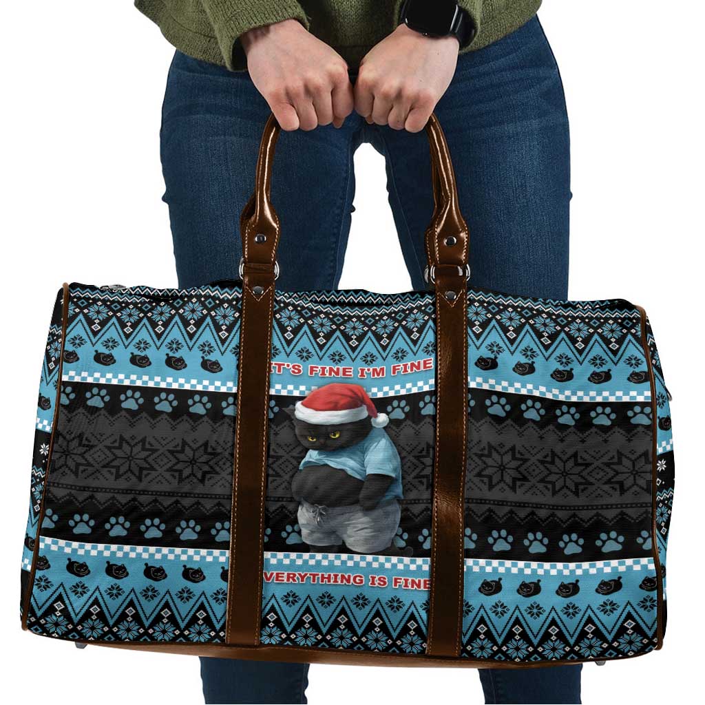 Cat Christmas Travel Bag It’s Fine I’m Fine Everything Is Fine - Wonder Print Shop