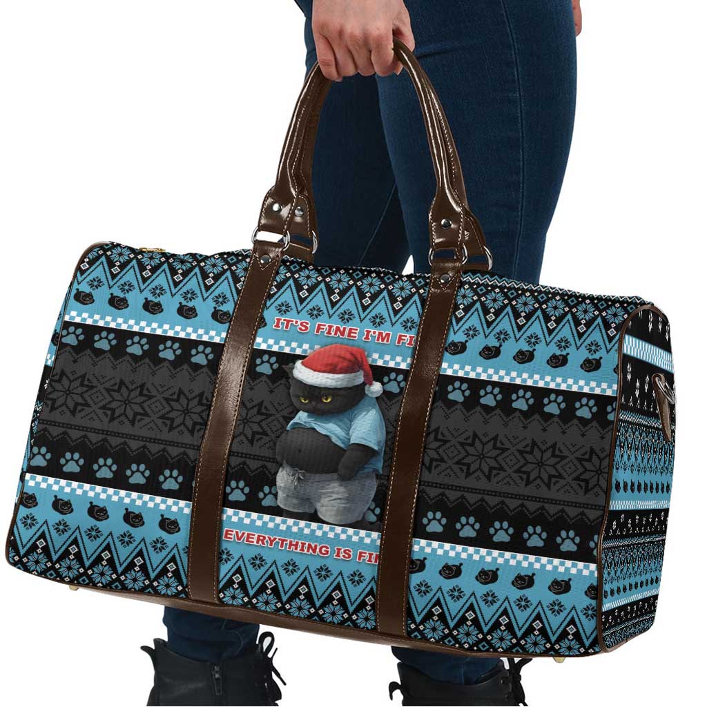 Cat Christmas Travel Bag It’s Fine I’m Fine Everything Is Fine - Wonder Print Shop