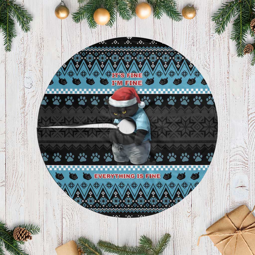 Cat Christmas Tree Skirt It’s Fine I’m Fine Everything Is Fine - Wonder Print Shop