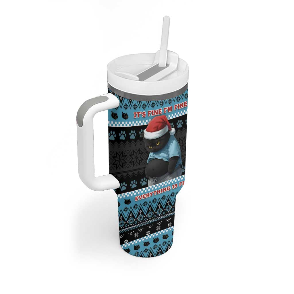 Cat Christmas Tumbler With Handle It’s Fine I’m Fine Everything Is Fine - Wonder Print Shop