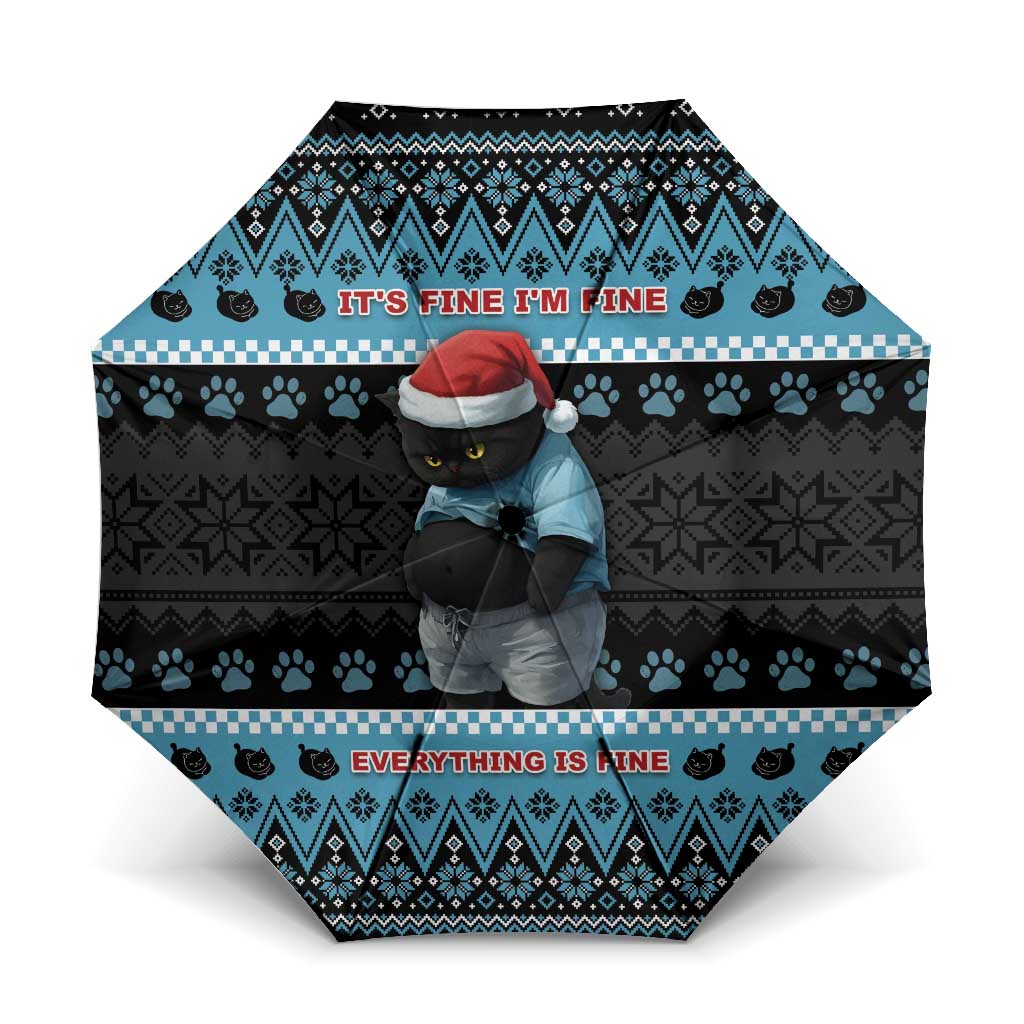 Cat Christmas Umbrella It’s Fine I’m Fine Everything Is Fine - Wonder Print Shop