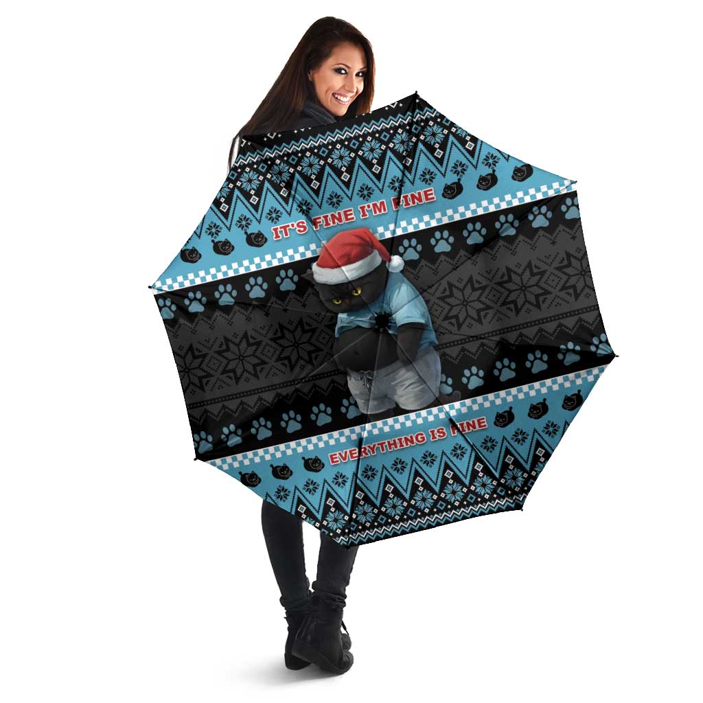 Cat Christmas Umbrella It’s Fine I’m Fine Everything Is Fine - Wonder Print Shop