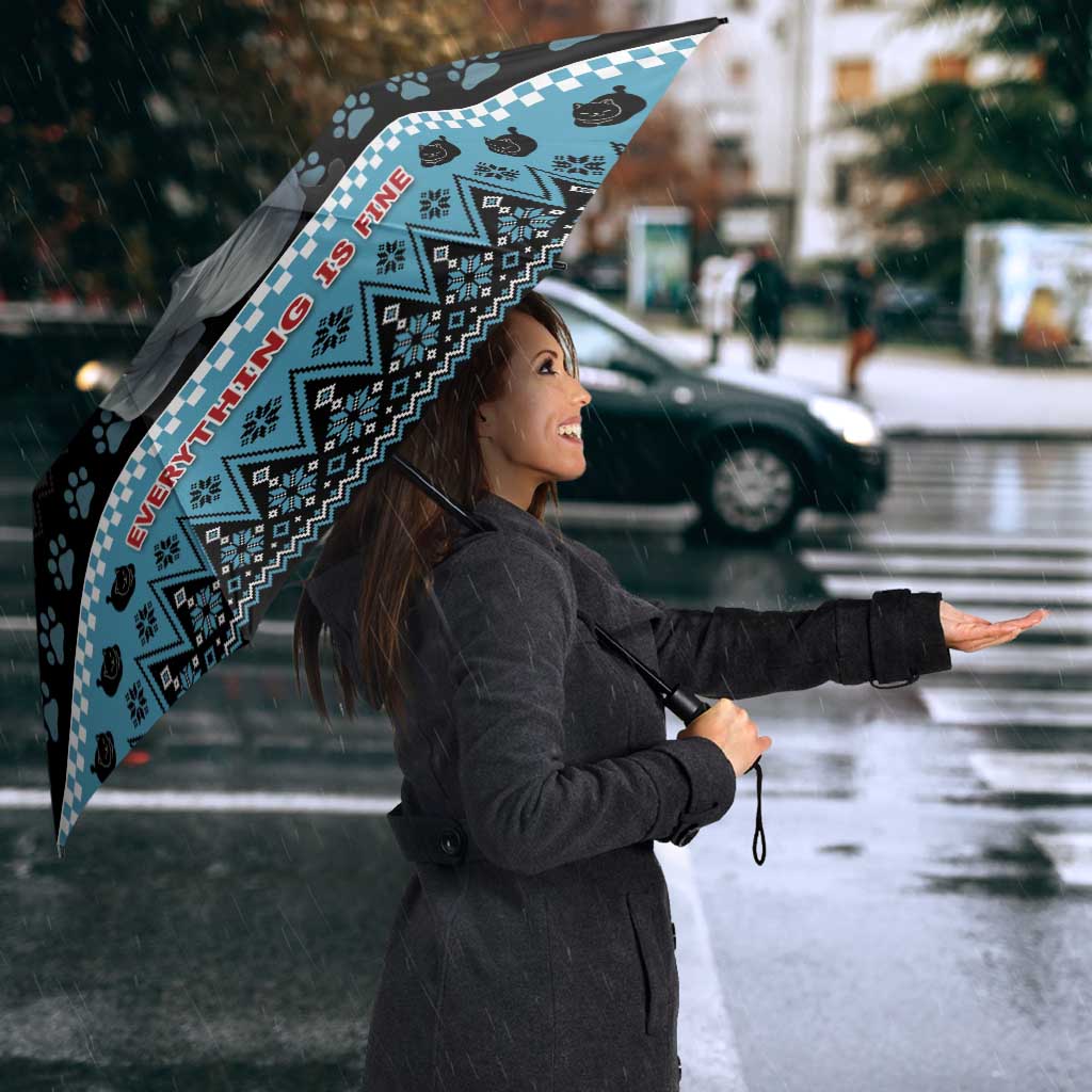 Cat Christmas Umbrella It’s Fine I’m Fine Everything Is Fine - Wonder Print Shop