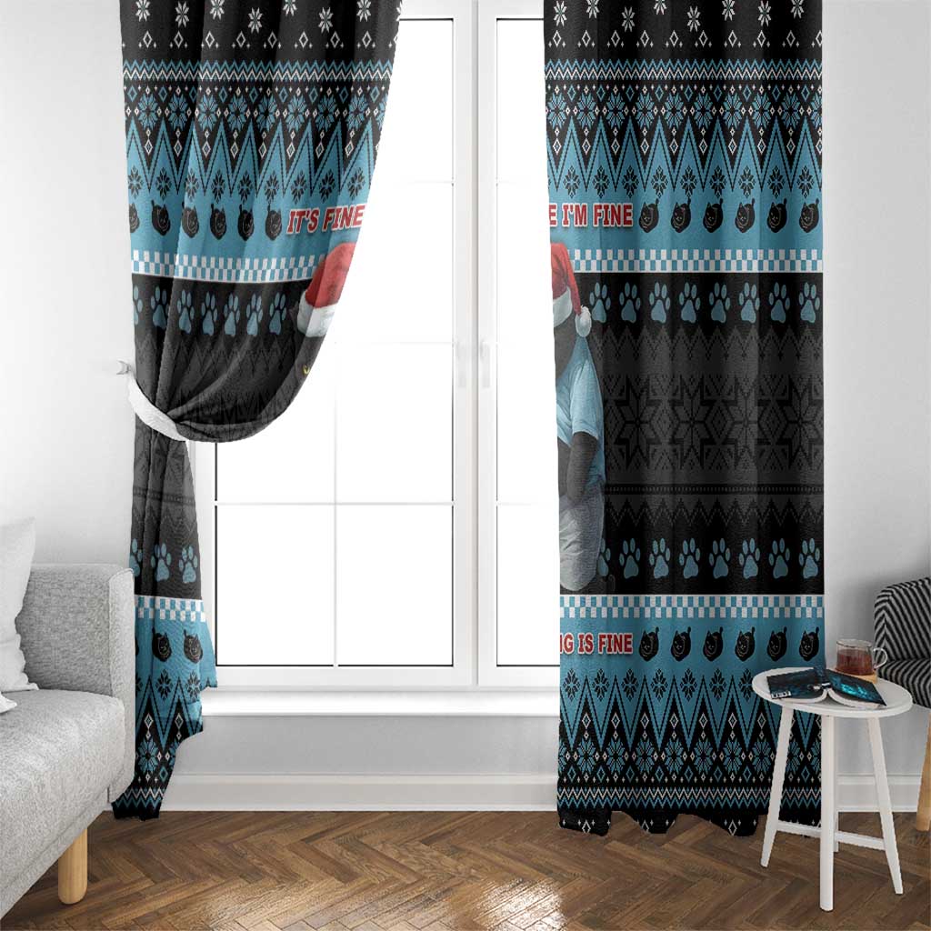 Cat Christmas Window Curtain It’s Fine I’m Fine Everything Is Fine - Wonder Print Shop