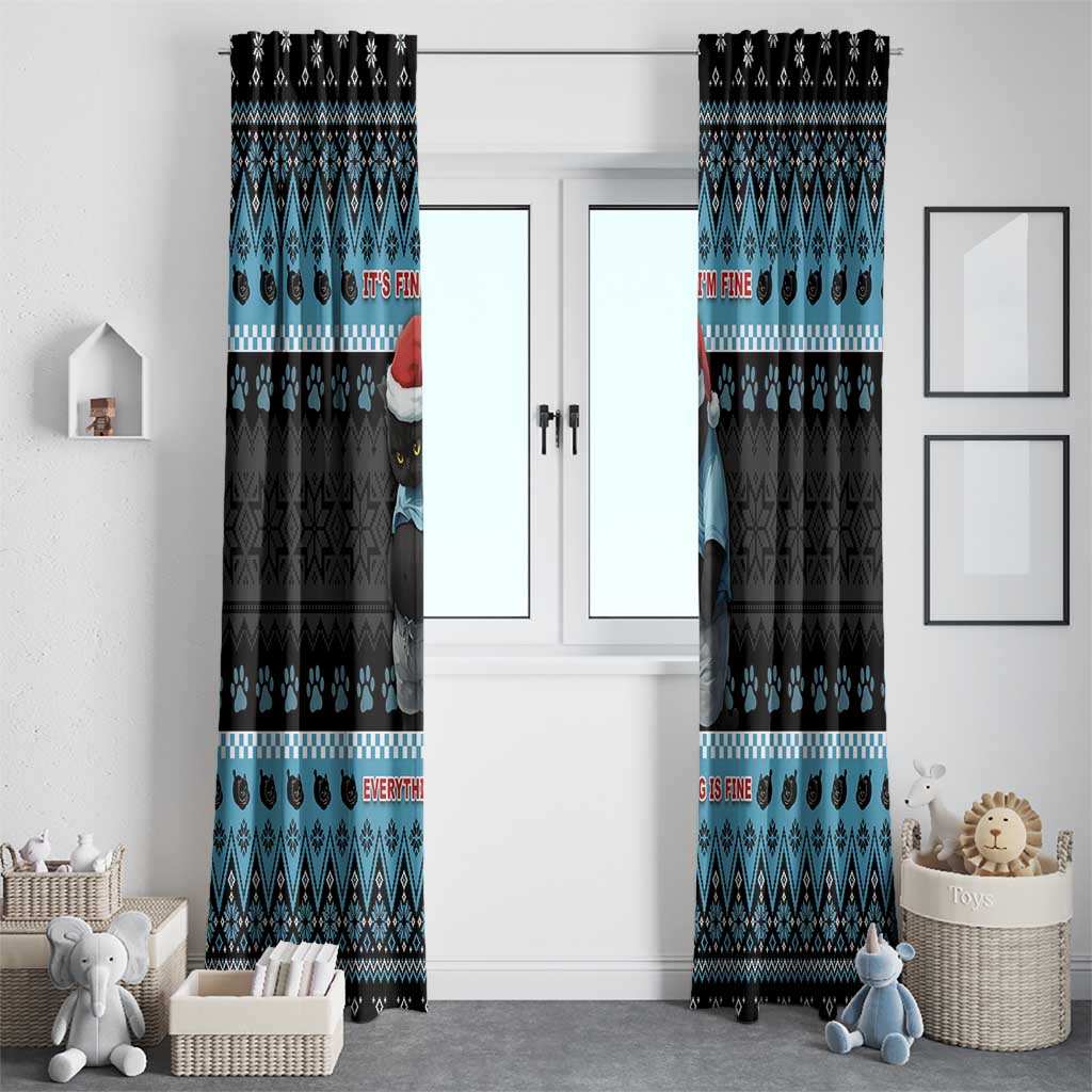Cat Christmas Window Curtain It’s Fine I’m Fine Everything Is Fine - Wonder Print Shop