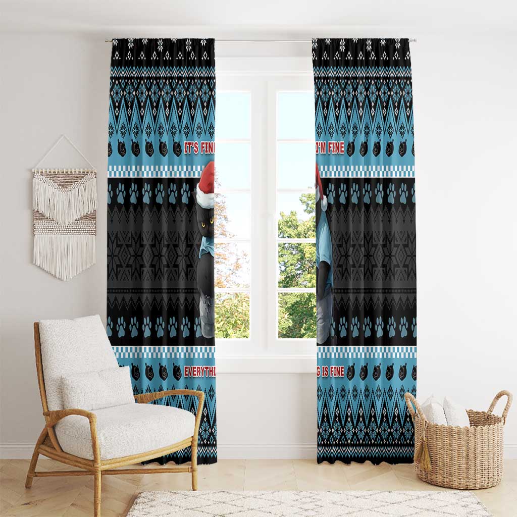 Cat Christmas Window Curtain It’s Fine I’m Fine Everything Is Fine - Wonder Print Shop