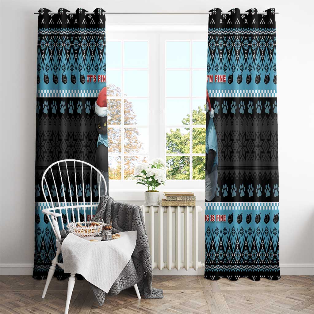 Cat Christmas Window Curtain It’s Fine I’m Fine Everything Is Fine - Wonder Print Shop