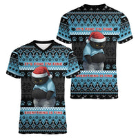 Cat Christmas Women V-Neck T-Shirt It’s Fine I’m Fine Everything Is Fine - Wonder Print Shop