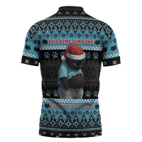 Cat Christmas Zipper Polo Shirt It’s Fine I’m Fine Everything Is Fine - Wonder Print Shop
