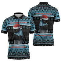 Cat Christmas Zipper Polo Shirt It’s Fine I’m Fine Everything Is Fine - Wonder Print Shop