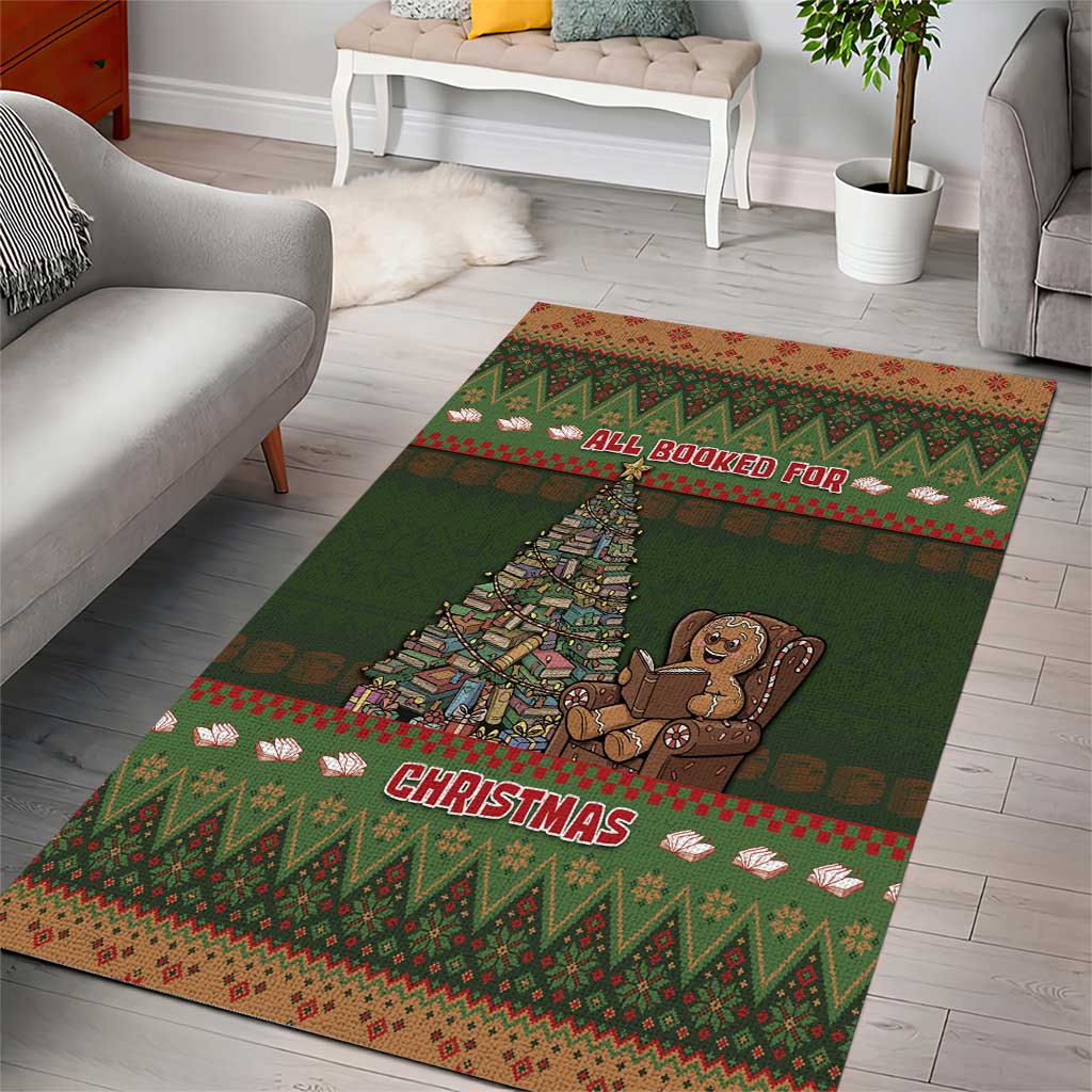 Book Lovers Christmas Area Rug Gingerbread With Xmas Book Tree - Wonder Print Shop