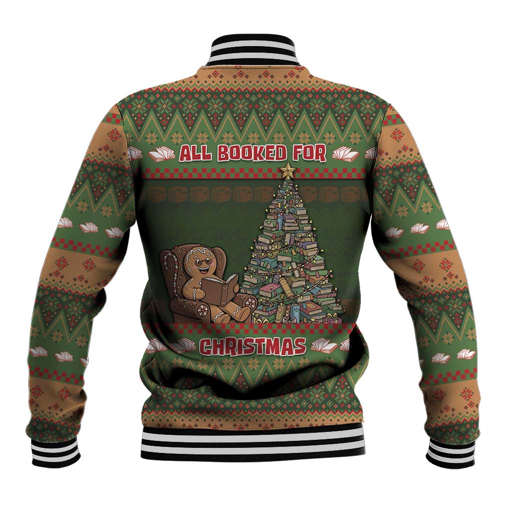 Book Lovers Christmas Baseball Jacket Gingerbread With Xmas Book Tree - Wonder Print Shop