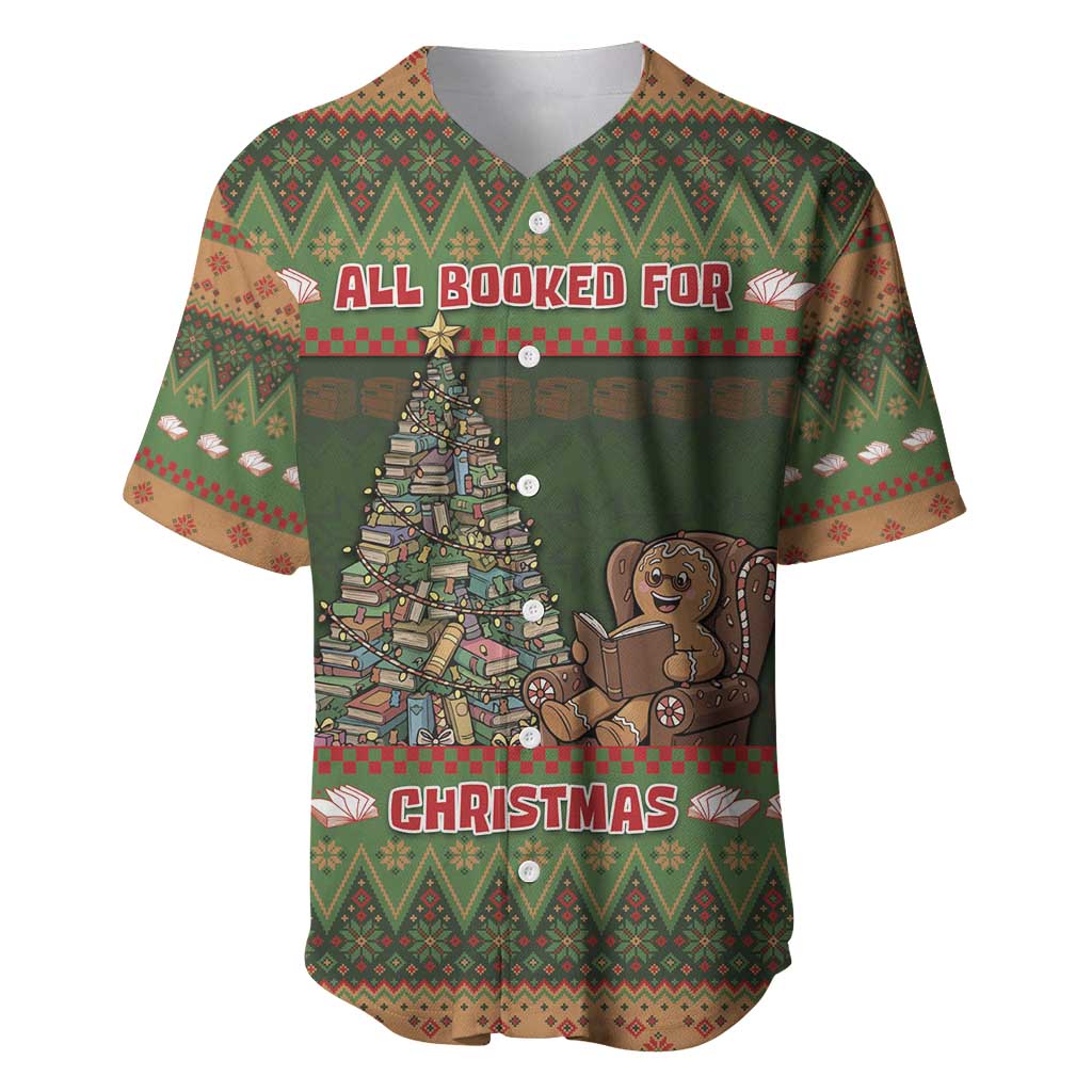 Book Lovers Christmas Baseball Jersey Gingerbread With Xmas Book Tree - Wonder Print Shop