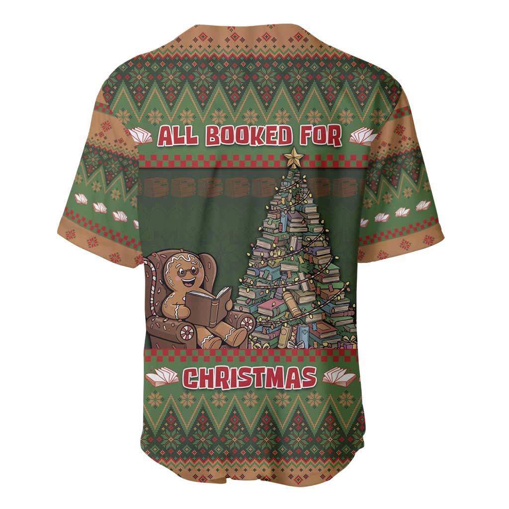 Book Lovers Christmas Baseball Jersey Gingerbread With Xmas Book Tree - Wonder Print Shop
