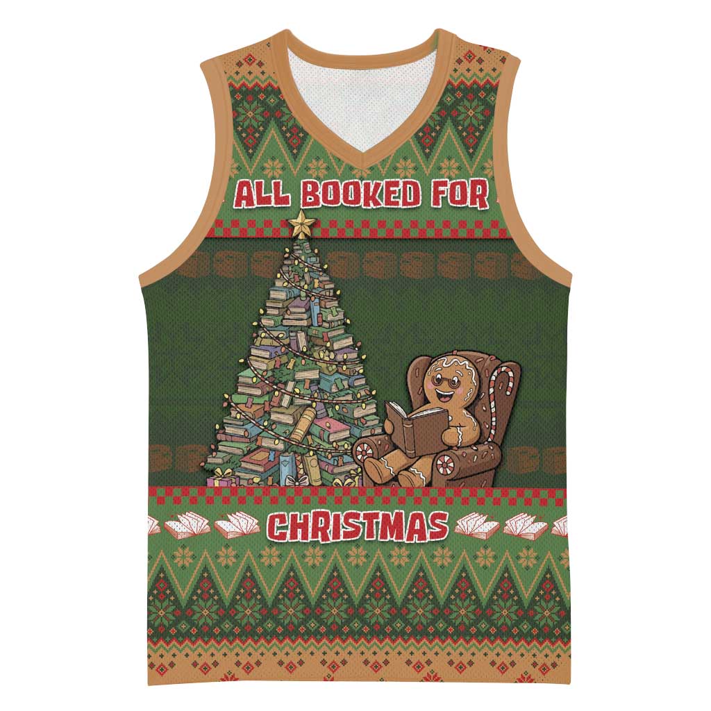 Book Lovers Christmas Basketball Jersey Gingerbread With Xmas Book Tree - Wonder Print Shop