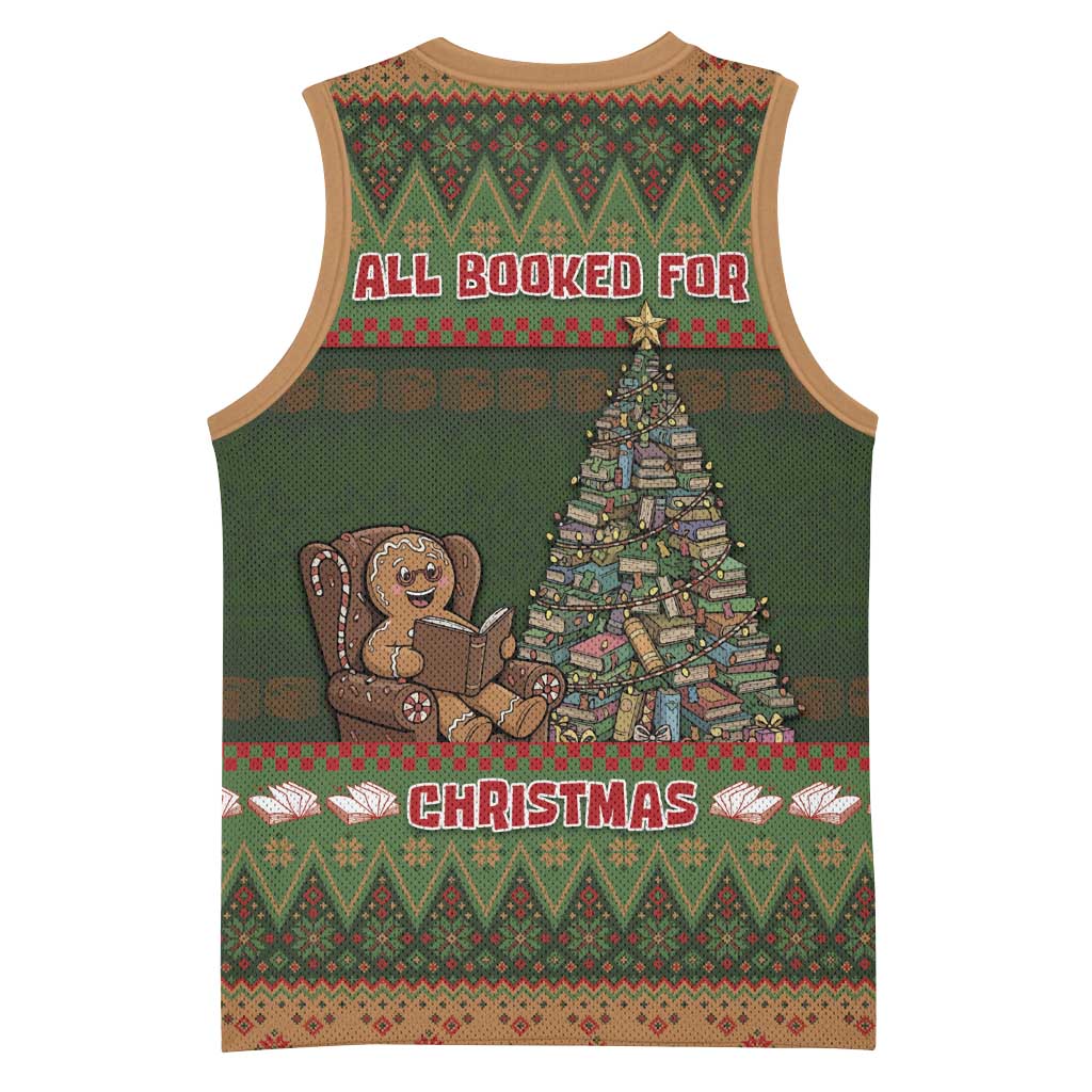 Book Lovers Christmas Basketball Jersey Gingerbread With Xmas Book Tree - Wonder Print Shop