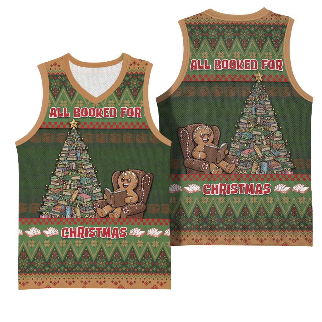 Book Lovers Christmas Basketball Jersey Gingerbread With Xmas Book Tree - Wonder Print Shop
