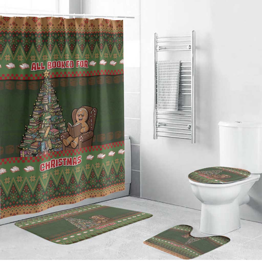 Book Lovers Christmas Bathroom Set Gingerbread With Xmas Book Tree - Wonder Print Shop