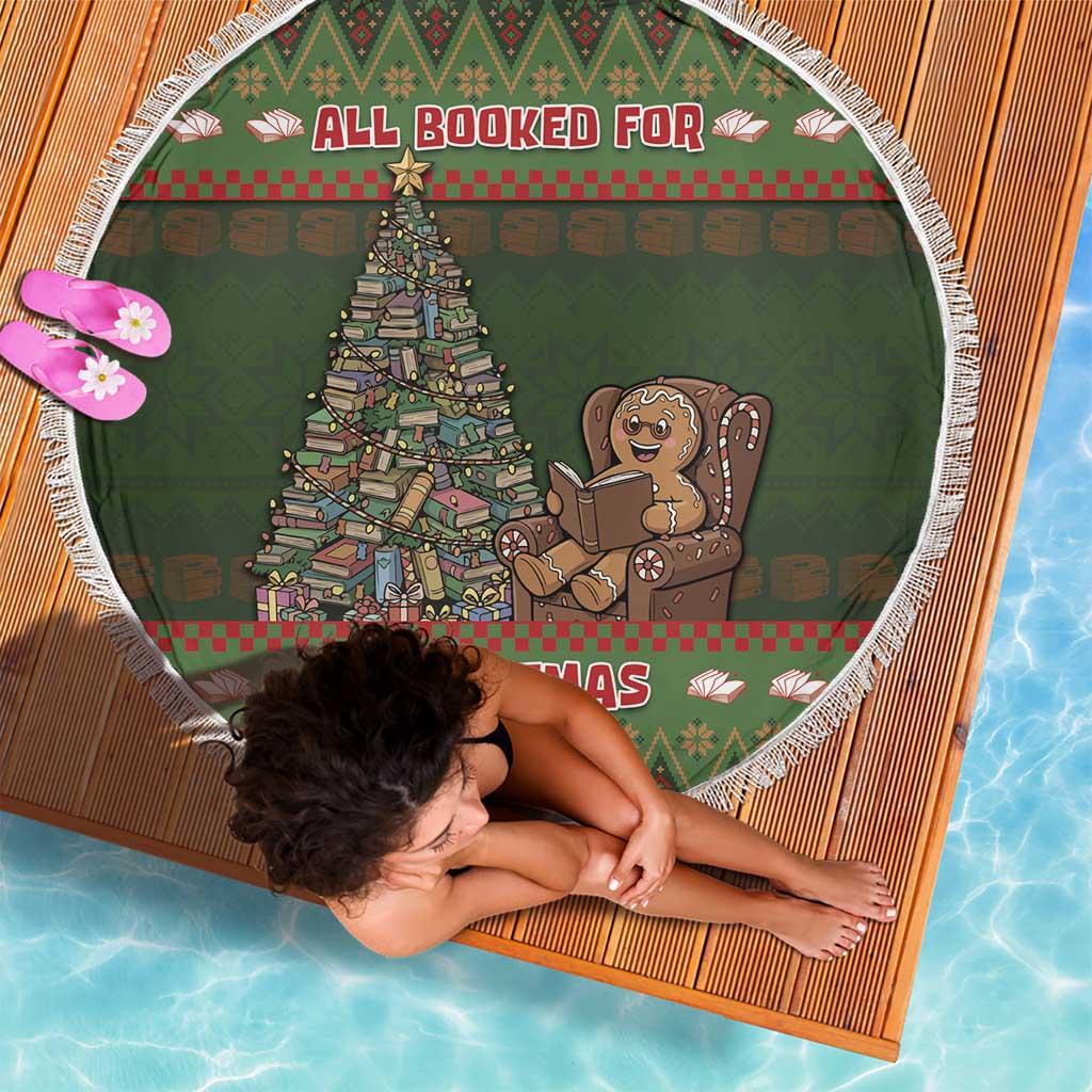 Book Lovers Christmas Beach Blanket Gingerbread With Xmas Book Tree - Wonder Print Shop
