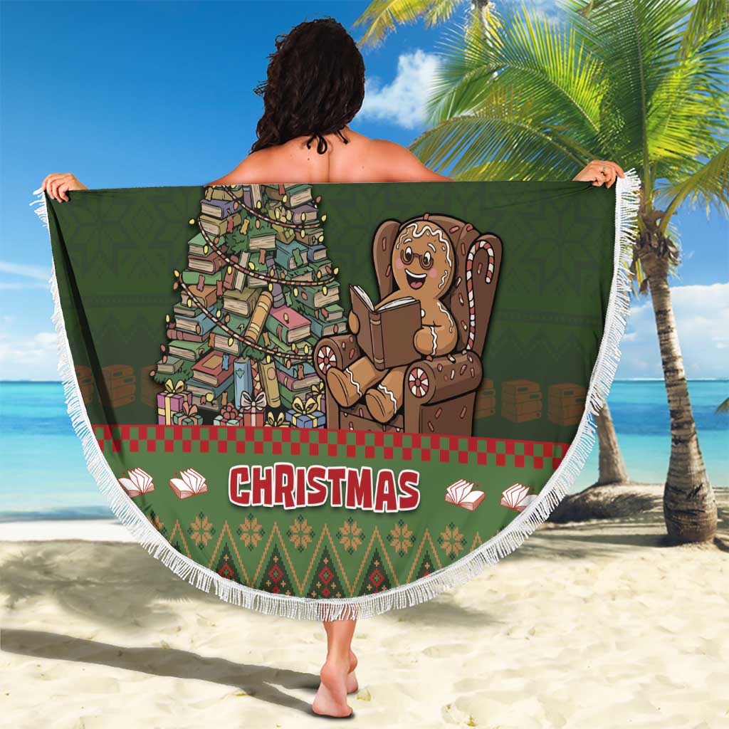 Book Lovers Christmas Beach Blanket Gingerbread With Xmas Book Tree - Wonder Print Shop