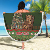 Book Lovers Christmas Beach Blanket Gingerbread With Xmas Book Tree - Wonder Print Shop