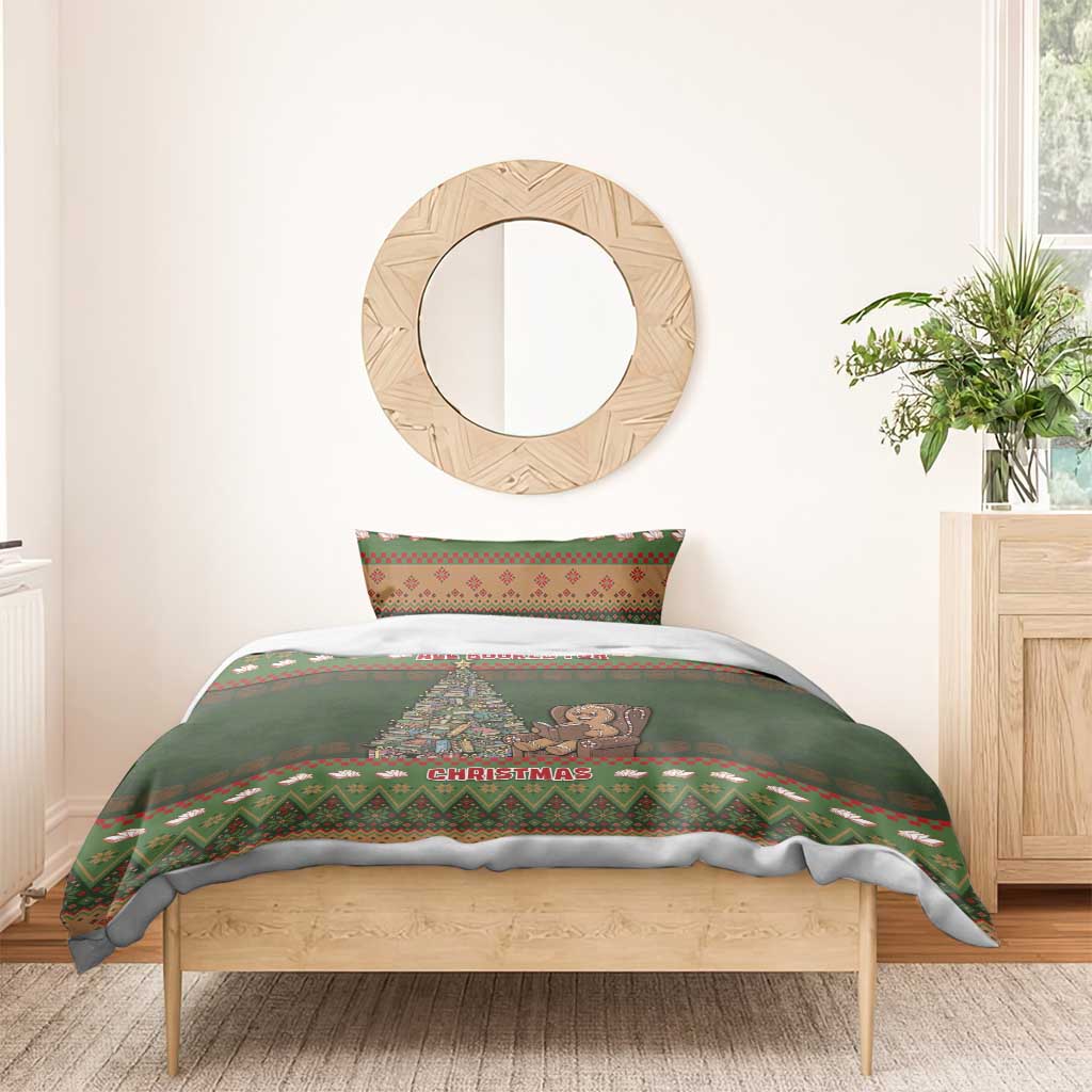 Book Lovers Christmas Bedding Set Gingerbread With Xmas Book Tree - Wonder Print Shop