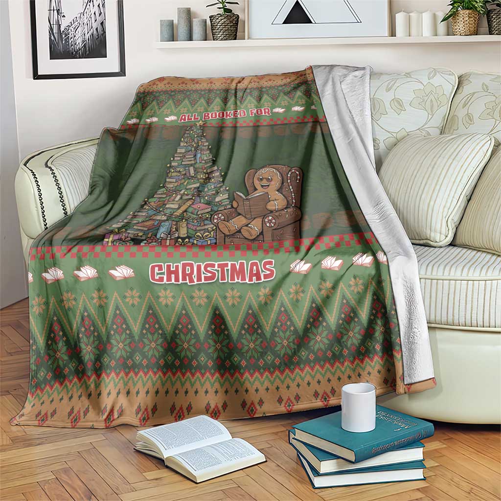 Book Lovers Christmas Blanket Gingerbread With Xmas Book Tree - Wonder Print Shop