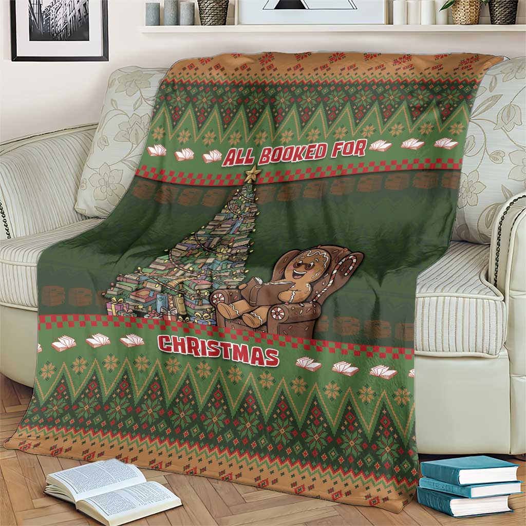 Book Lovers Christmas Blanket Gingerbread With Xmas Book Tree - Wonder Print Shop